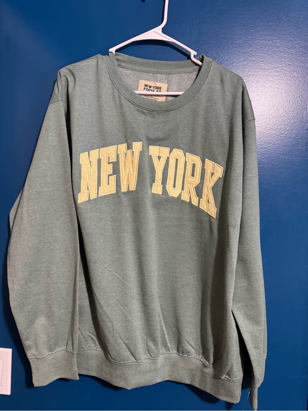 New York Logo Crewneck Sweater in Sage Green